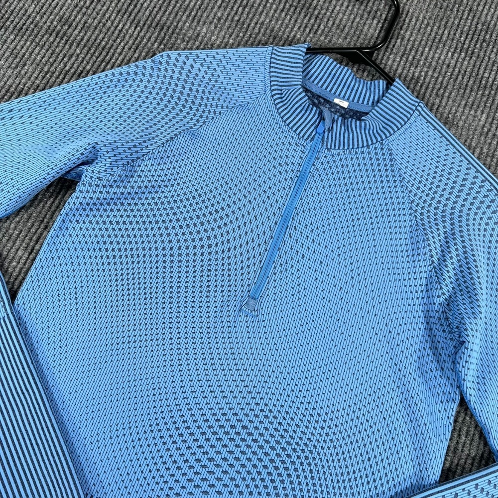 Lululemon Cropped Shirt Pullover Womens 8 Large Blue Long Sleeve Thumbholes 1/4